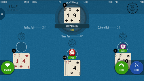 perfect pairs blackjack game